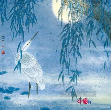 Traditional Chinese Art Painting - Egret at night traditional China
